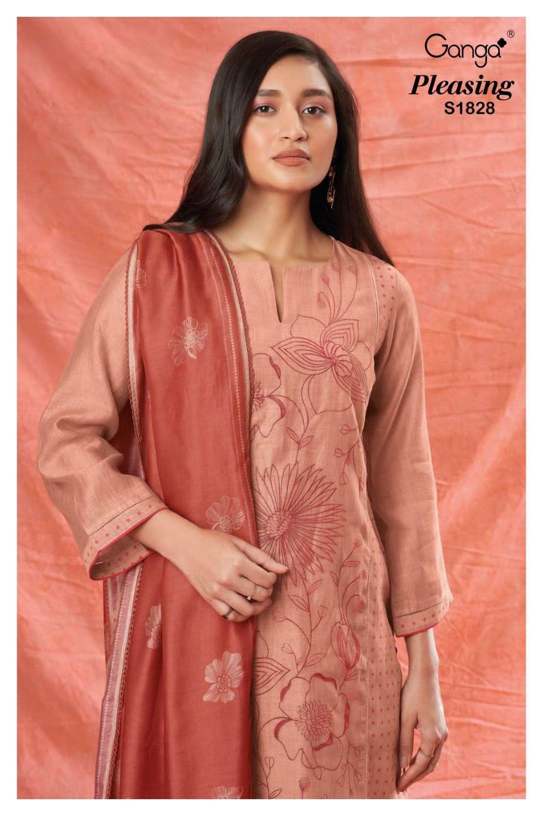 Ganga Pleasing 1828 Traditional Wear Exclusive Linen Silk Suit New Designs