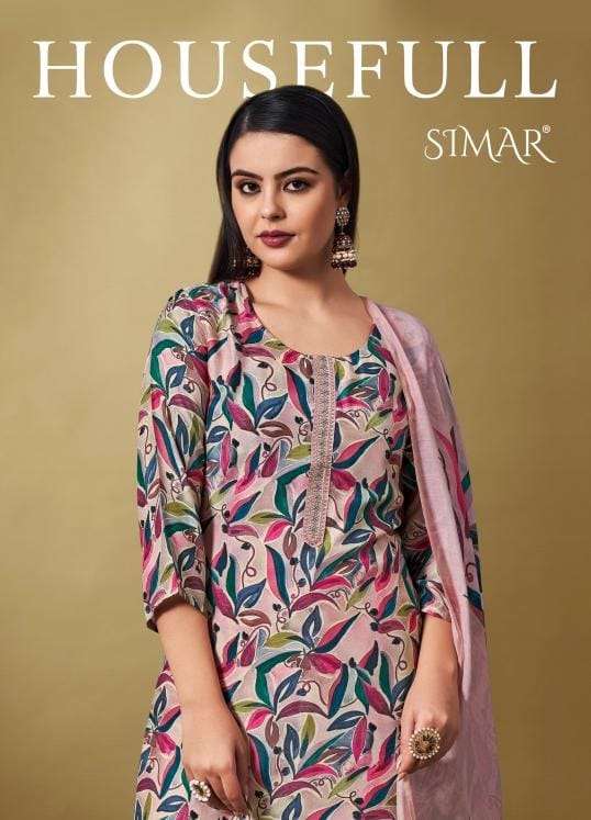 Glossy Houseful Exclusive Print Muslin Suit Catalog Wholesale price