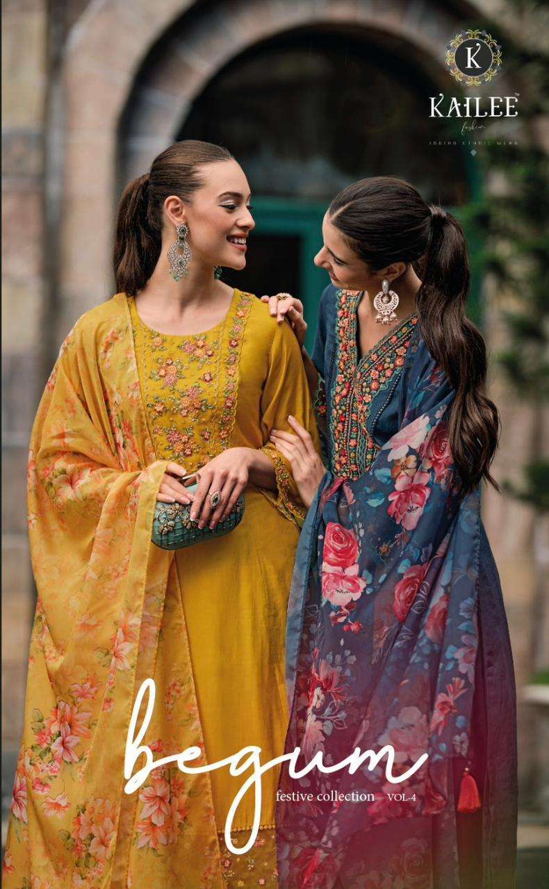 Kailee Begum Vol 4 By Kalki Fashion Designer 3 Piece Festive Wear Suit New Arrivals