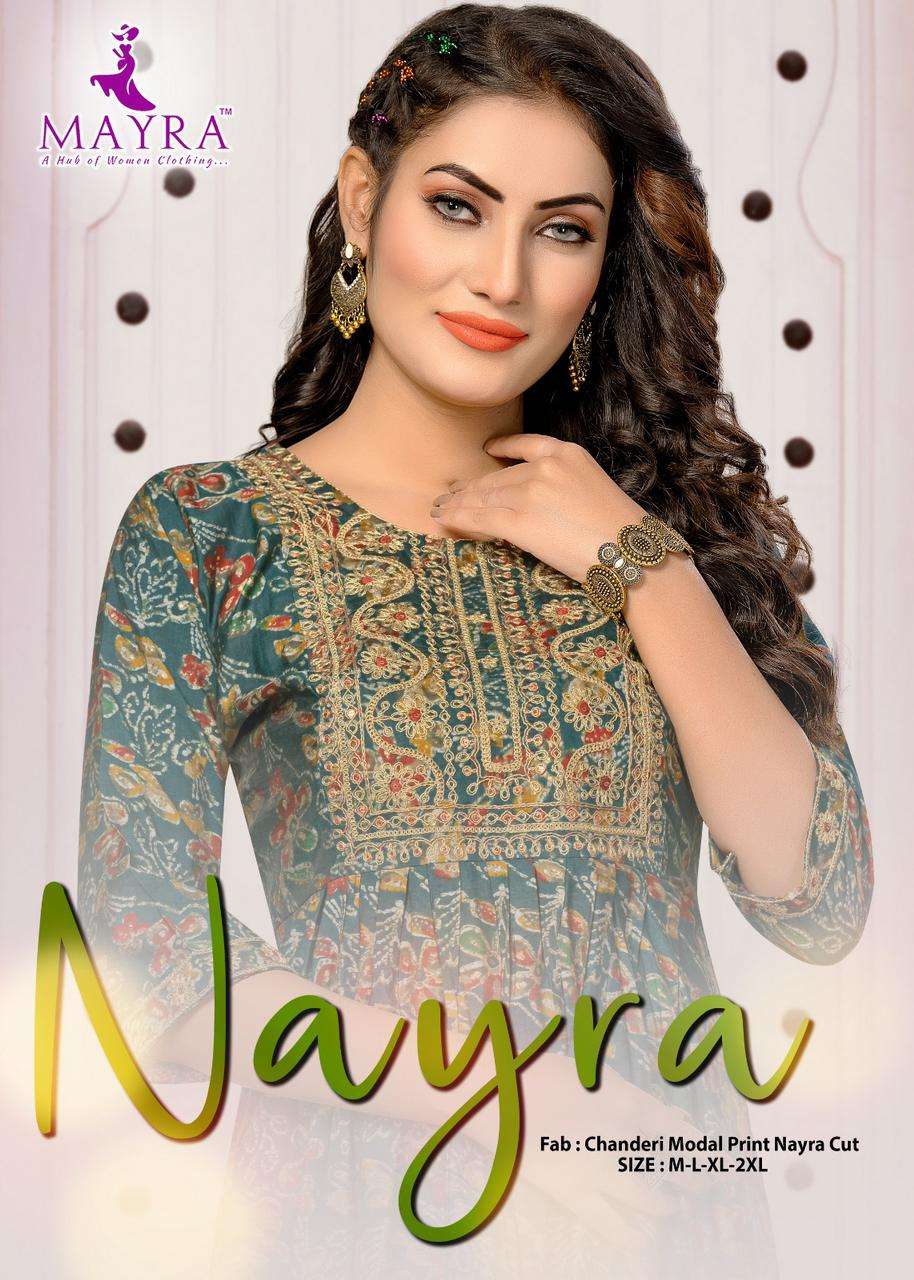 Mayra Nayra Exclusive Fancy Chanderi Modal Nayra Cut Kurti Pattern Collection