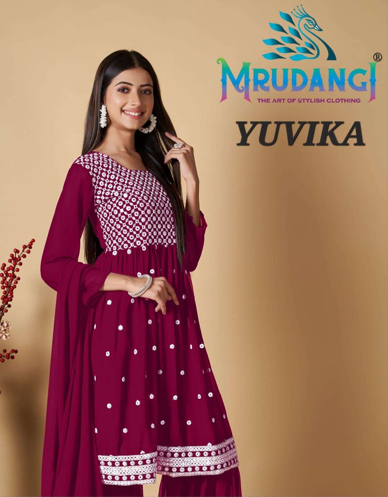 Mrudangi Yuvika Fancy readymade Sharara Gharara Dress new Collection