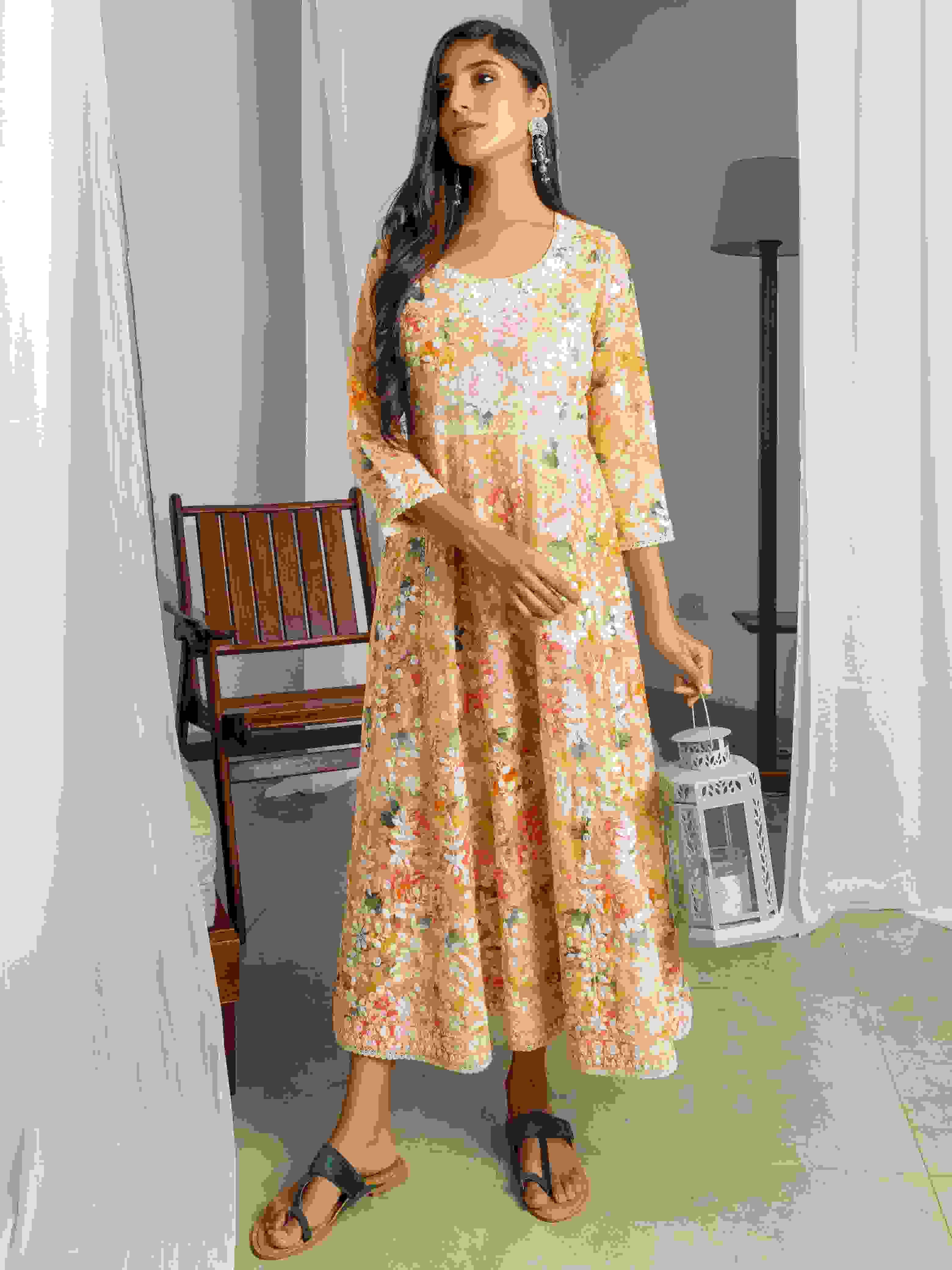 Psyna D 5049 Fancy Lucknowi Designs Kurti Gown Size Set Collection