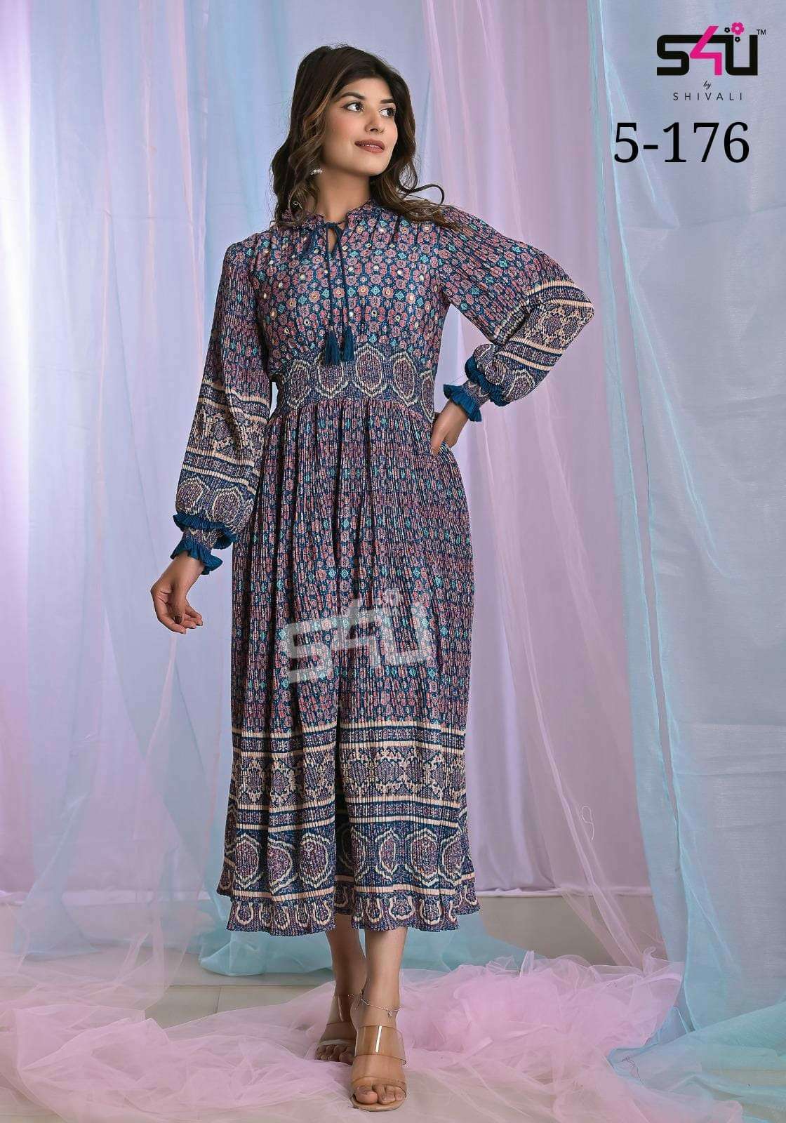 S4U 5-176 Ethnic Wear Frock Style Long Kurti Size Set Outfit Dealers