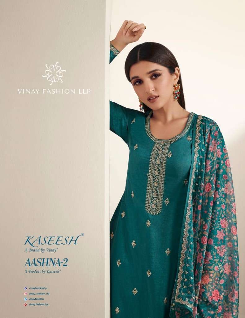 Vinay Fashion Kaseesh Aashna Vol 2 Designer Silk Wedding Wear Ladies Suit Exporter