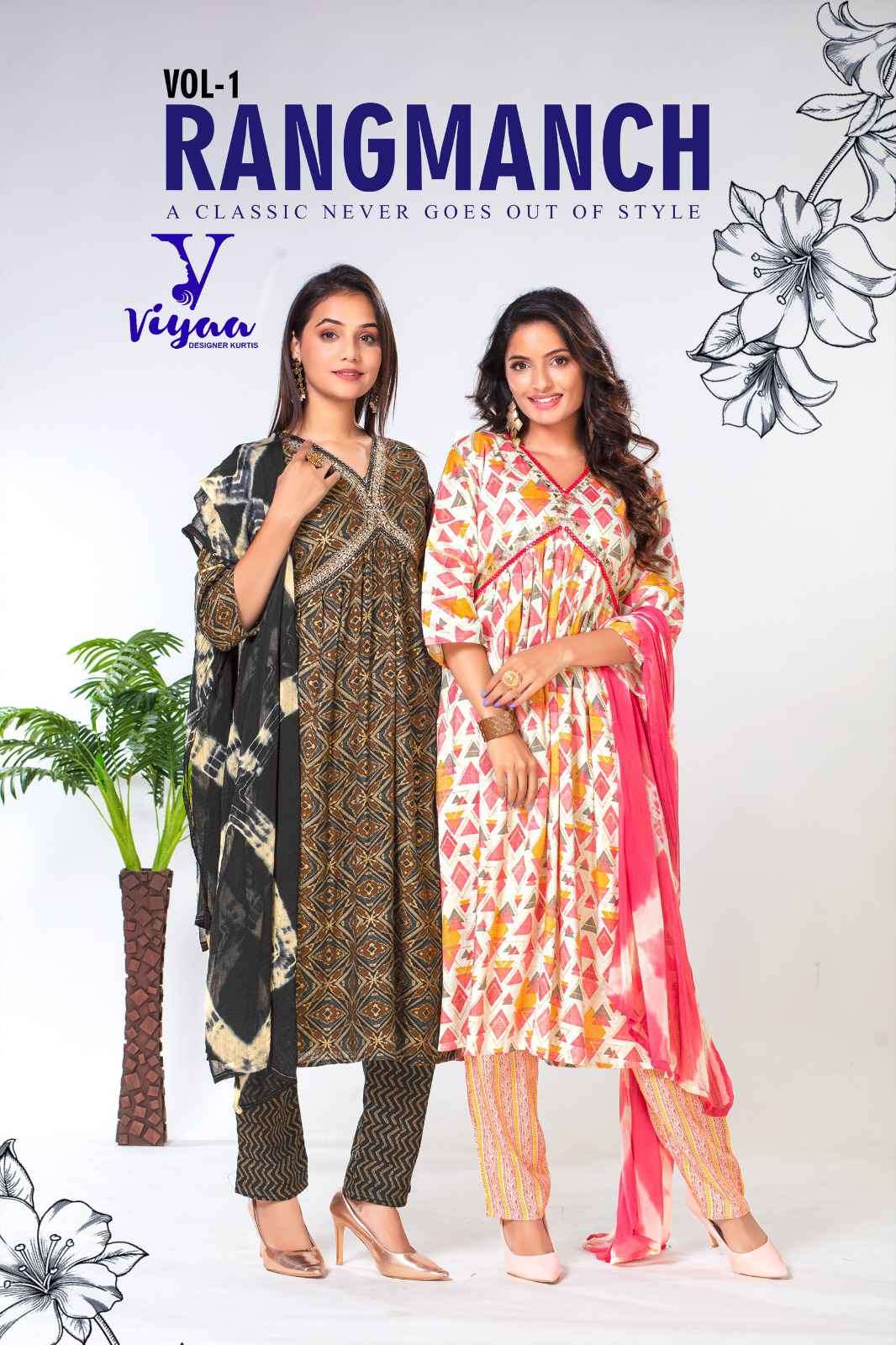Viyaa Designer Rangmanch Fancy Aaliya Style Kurti Pant Dupatta Set Wholesaler