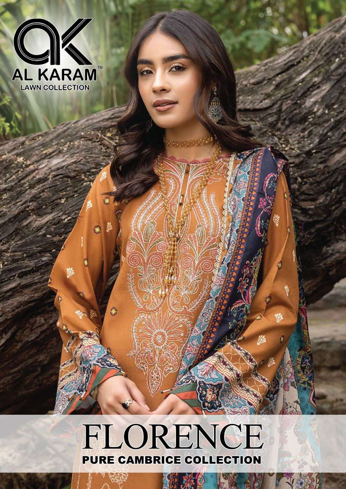 Al Karam Florence Pakistani Print Cambic Cotton Salwar Suit Wholesalers