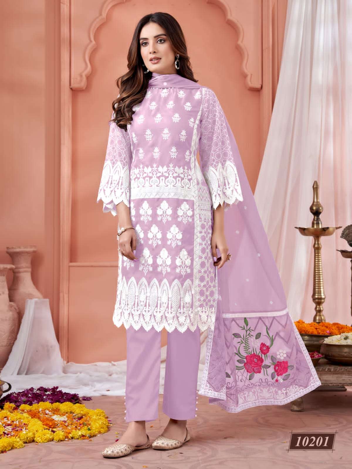 Anjubaa Vol 20 Fancy Lucknowi Designs Organza Salwar Suit Wholesaler