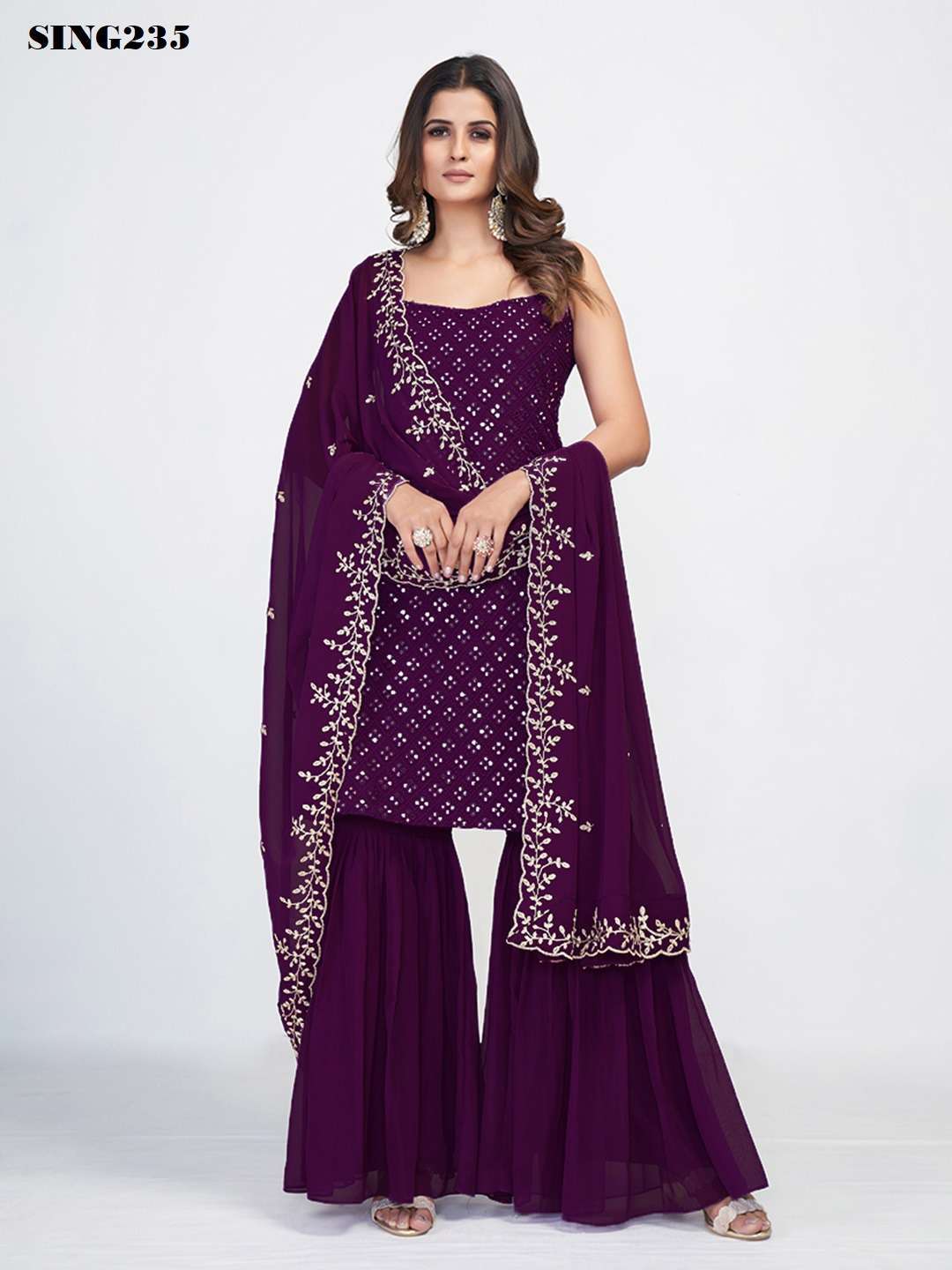 Arya Designs Sing235 Designer Sharara Dress Festive Wear Suits