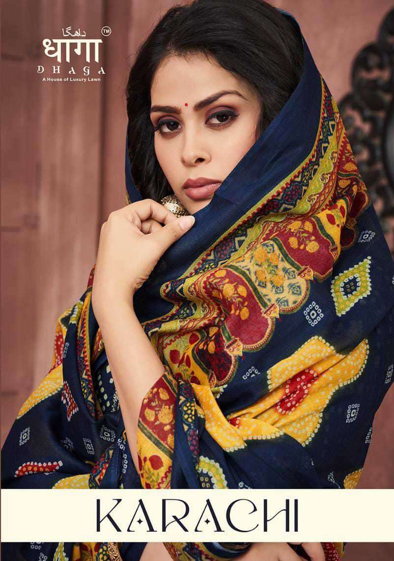 Dhaga Karachi By Rashi Prints Digital Print Fancy Cotton Suit Catalog Exporter