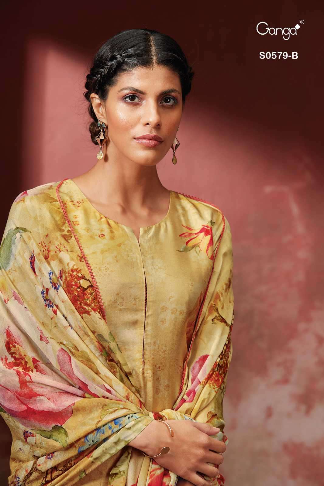 Ganga Anahi 579 Fancy Russian Silk Exclusive Ladies Suit Catalog Dealers