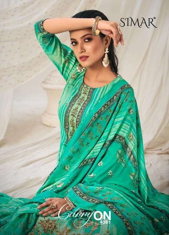 Glossy Simar Carry On 4381 Premium Designs Muslin Print Salwar Suit Dealers