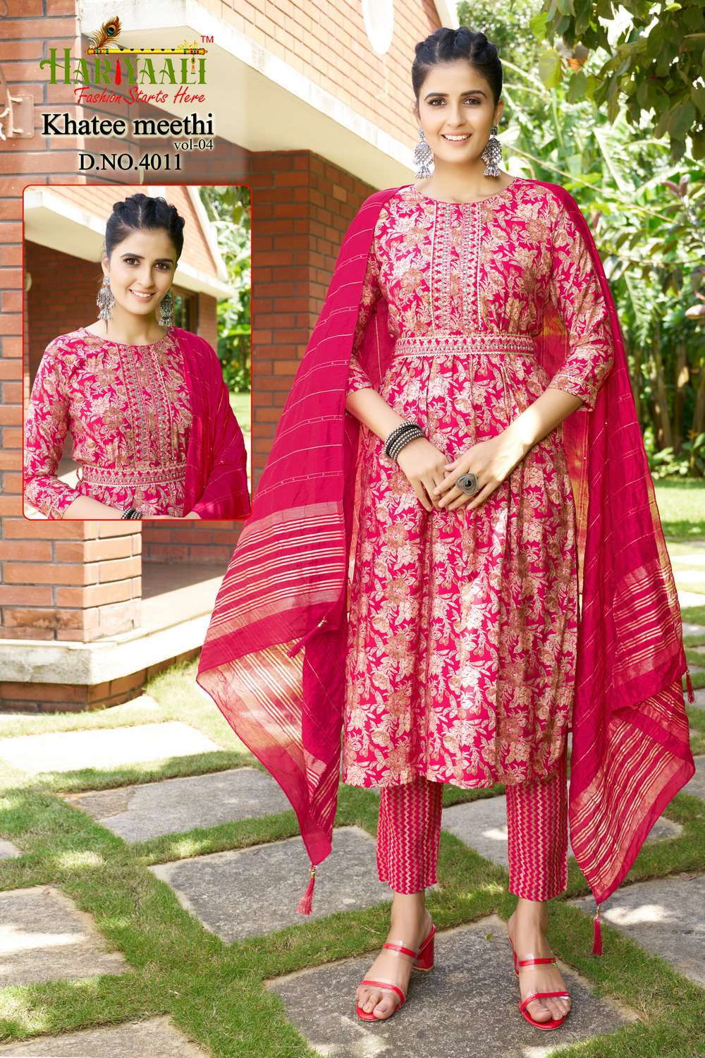 Hariyaali Khatee Meethi Vol 4 Premium Style Kurti Pant Dupatta Size Set Designs