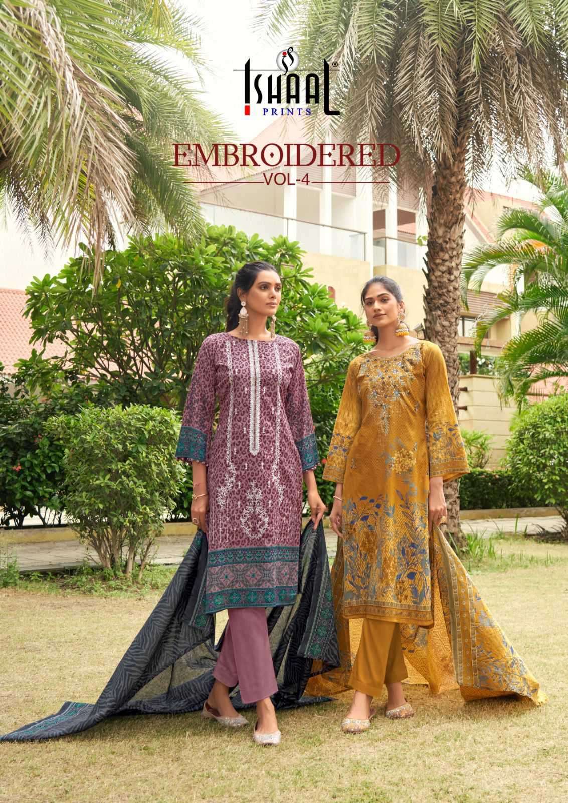 Ishaal Embroidered Vol 4 Pure Lawn Fancy Salwar Suit Catalog Wholesaler