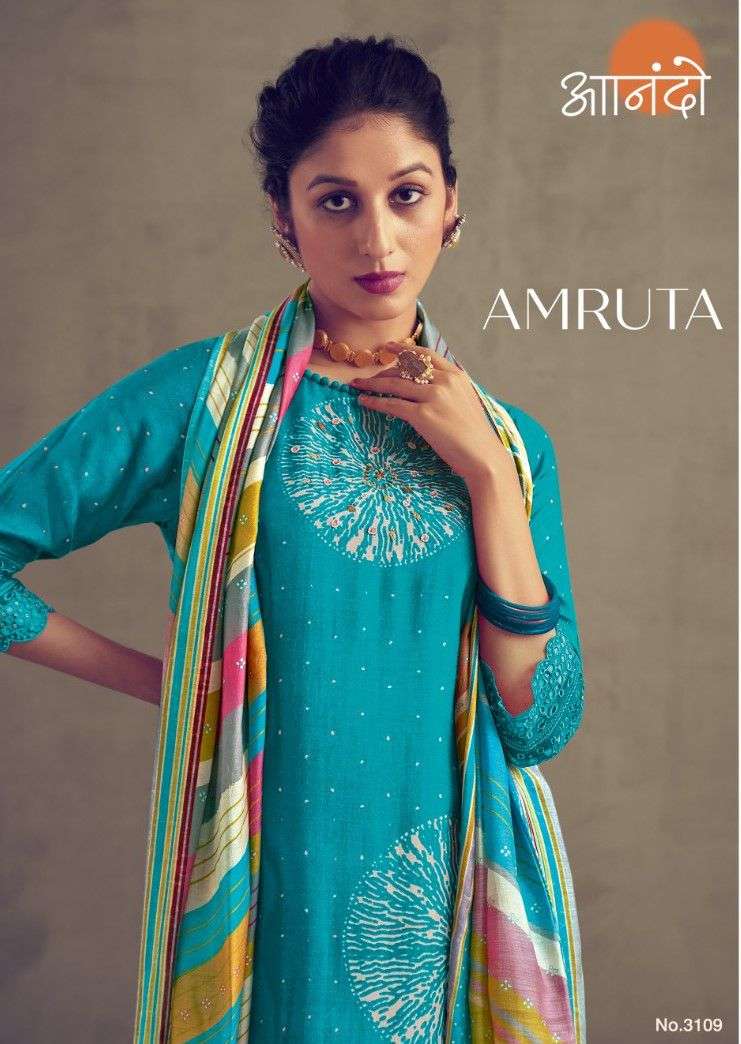 Jay Vijay Anando Amruta 3109 Exclusive Muslin Stylish Dress Catalog Wholesaler