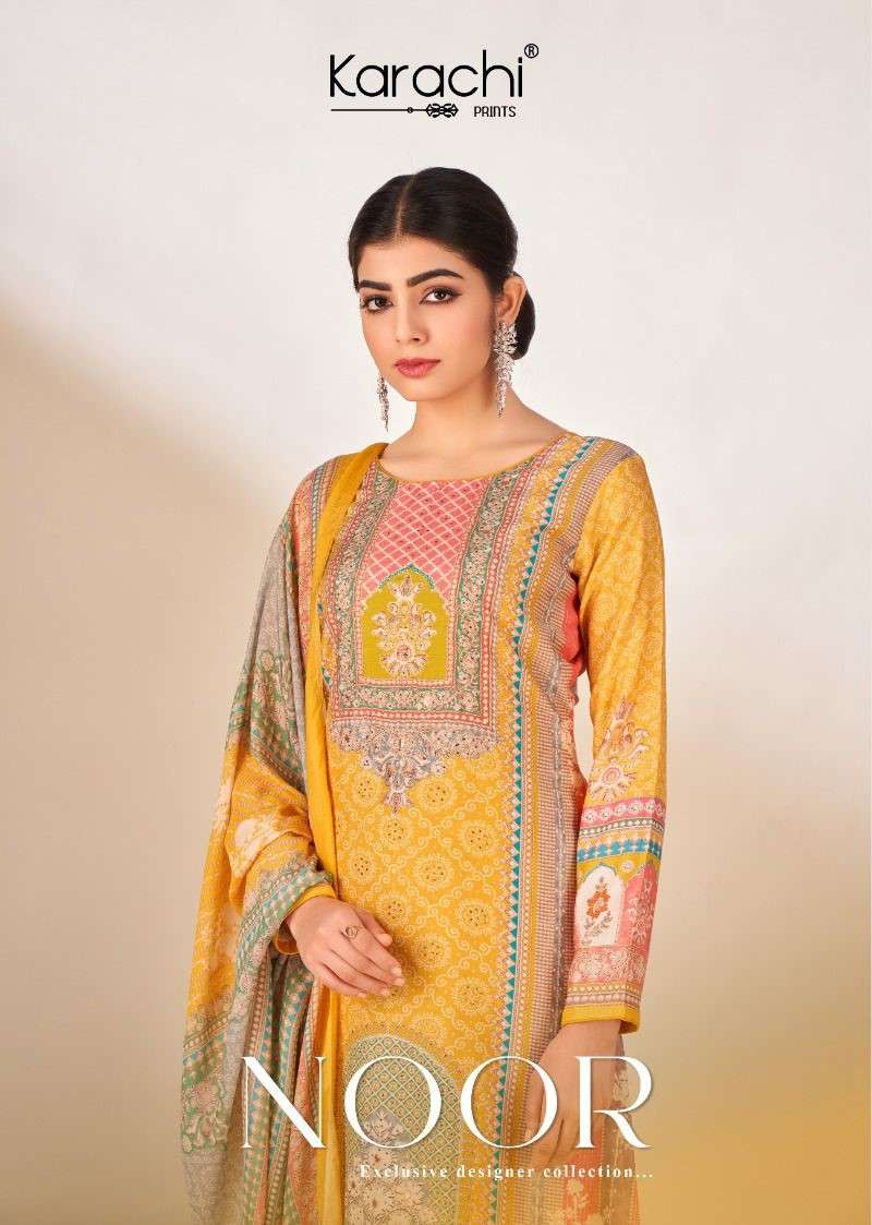 Karachi Prints Noor Exclusive Muslin SIlk Suit Catalog Karachi Prints Dealer