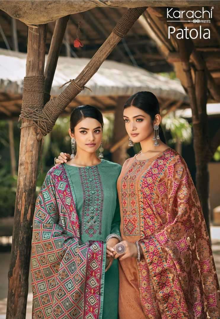 Kesar Patola By Karachi Prints Fancy Jam Silk Exclusive Salwar Suit Catalog Dealers