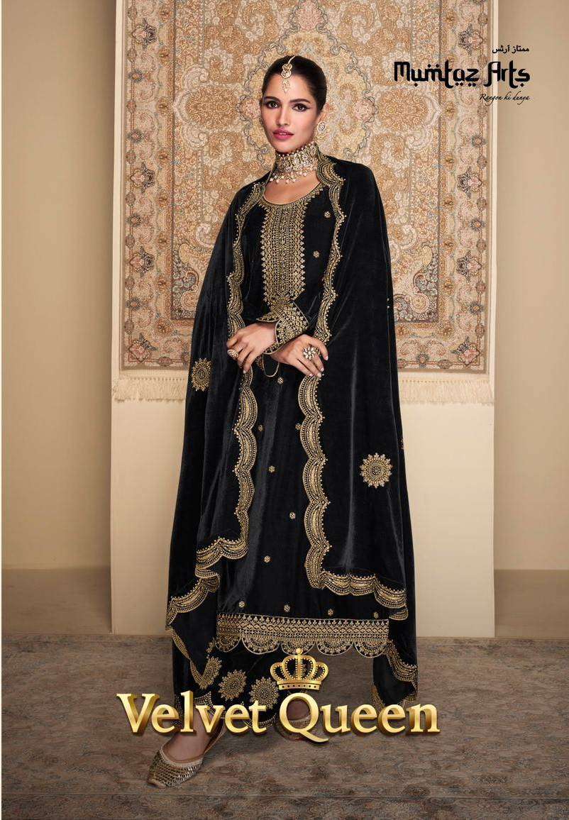 Mumtaz Arts Velvet Queen Designer Work Velvet Festive Wear Dress Exporter
