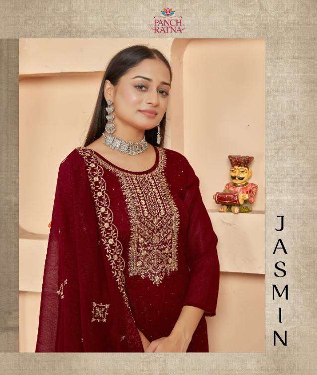 Panch Ratna Jasmin Fancy Silk Straight Style Suit Festive Wear New Collection