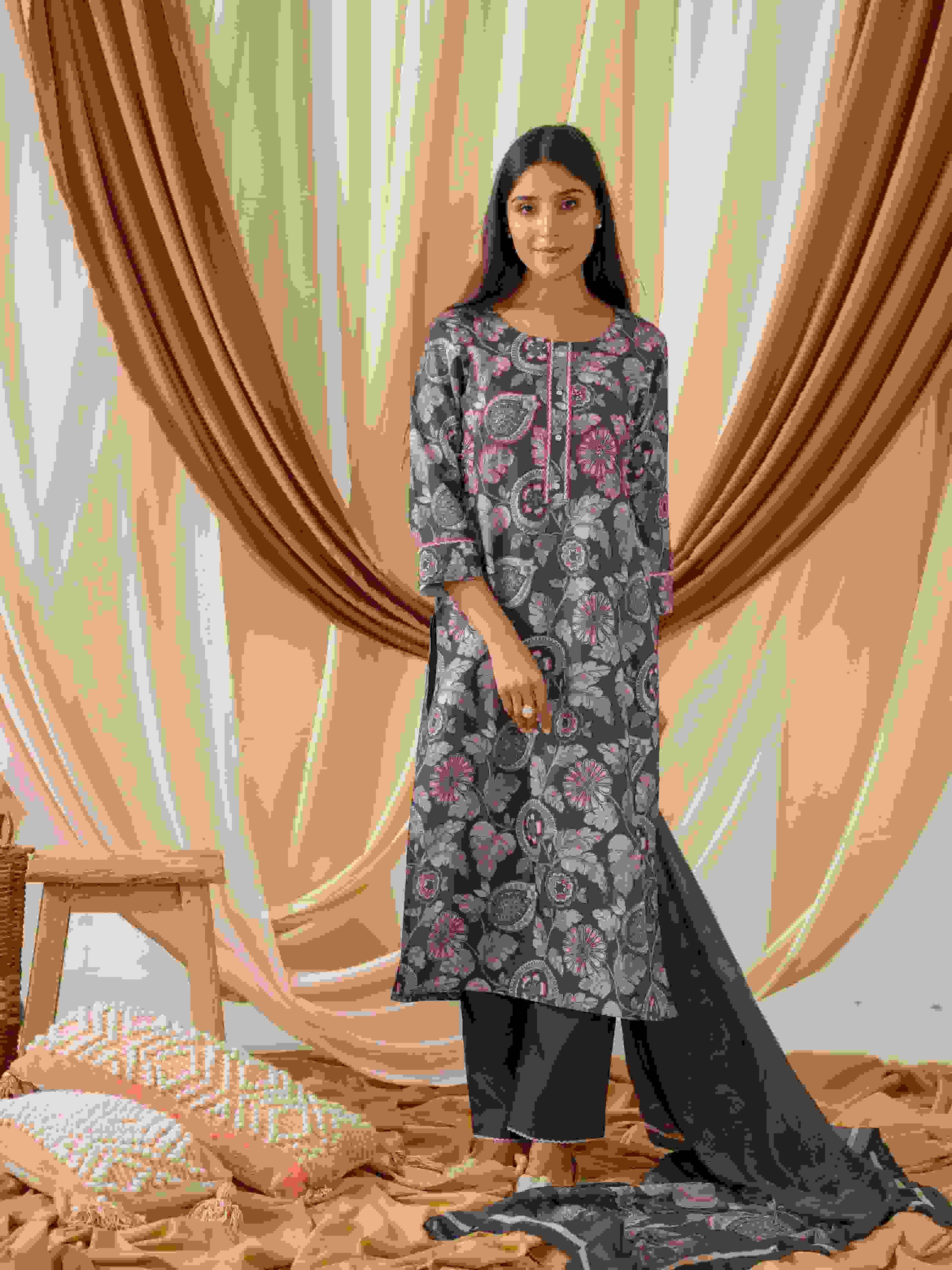 Psyna D 2336 Fancy Linen Print Exclusive Kurti Bottom Dupatta Size Set Designs