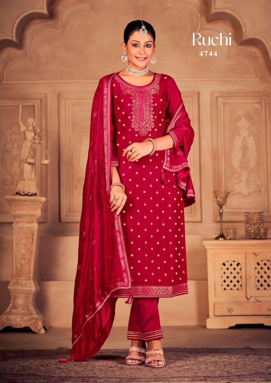 Rangoon Ruchi Fancy Jacquard Salwar Suit Catalog Wholesale Price