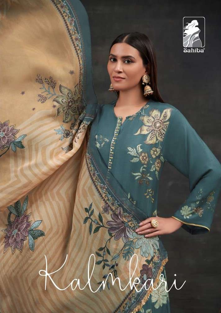 Sahiba Kalmkari Fancy New Designs Digital Print Exclusive Silk Suit Exporter