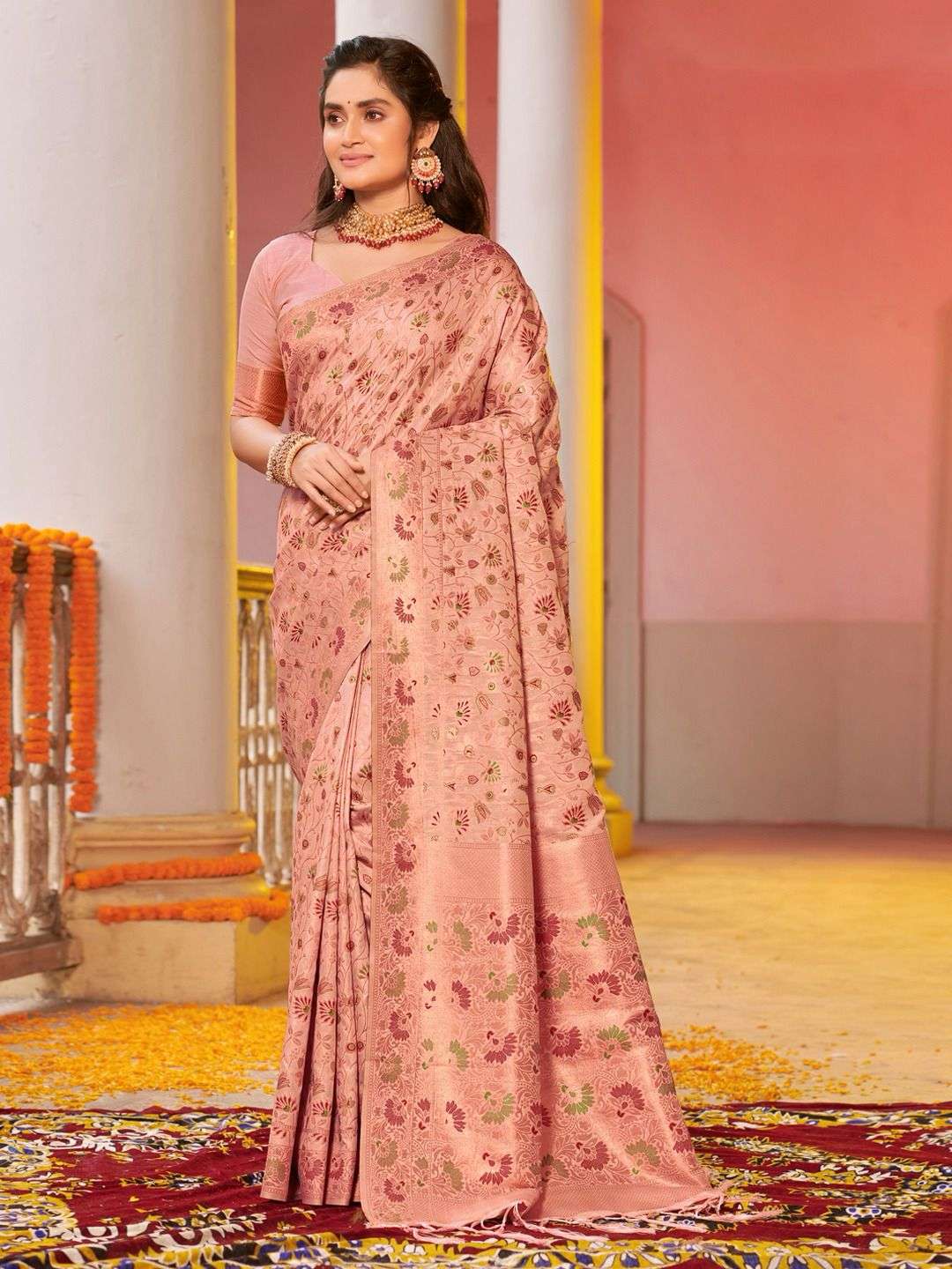 Sangam Gulabi Silk 5105 To 5110 Festive Wear Banarasi Saree New Collection