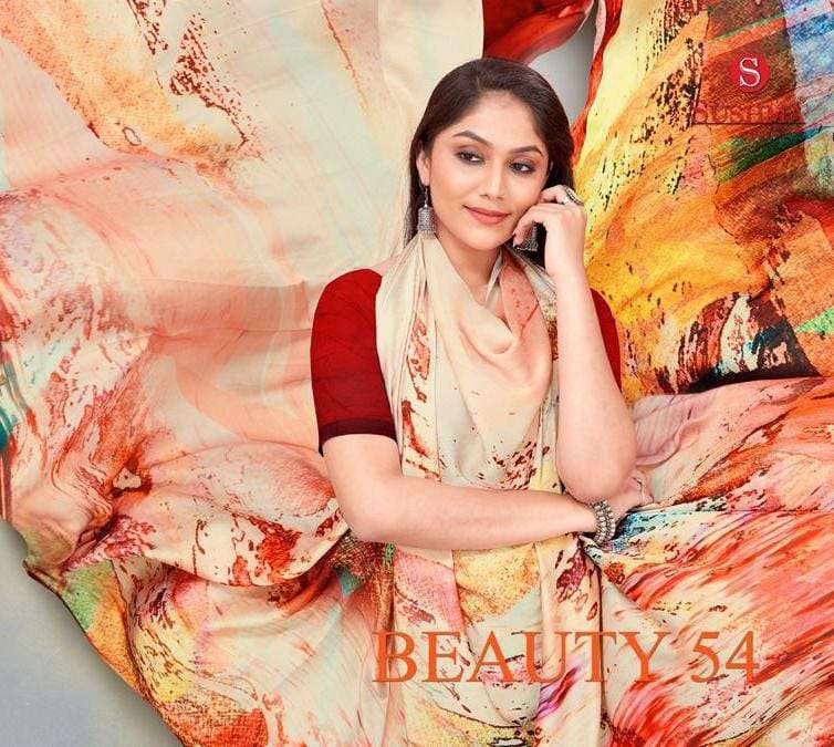 Sushma Beauty 54 5401 To 5412 Fancy Satin Digitally Printed Saree Exclusive Collection