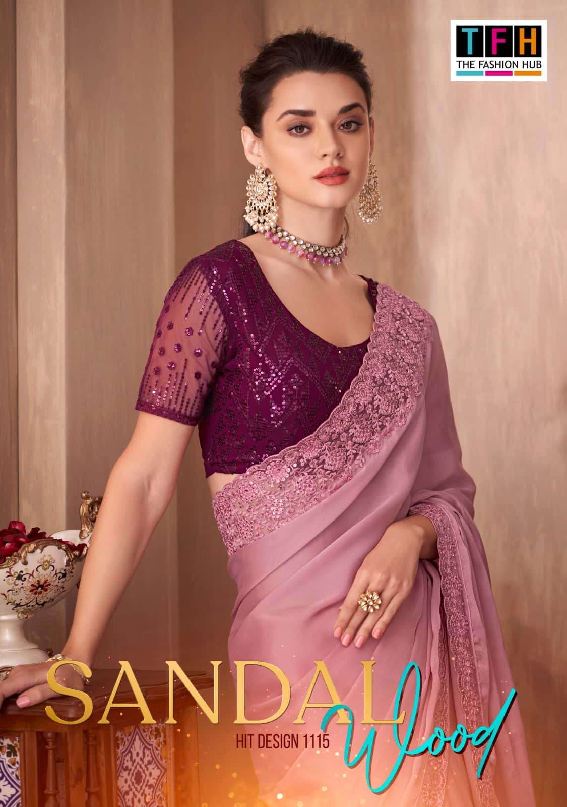 TFH Sandalwood Hit Designs 1115 Colors Party Wear Saree Online Wholesaler
