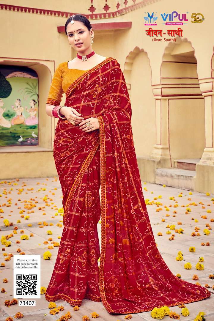Vipul Jivan Sathi Designer Bandhani Style Festive Wear Saree New Designs