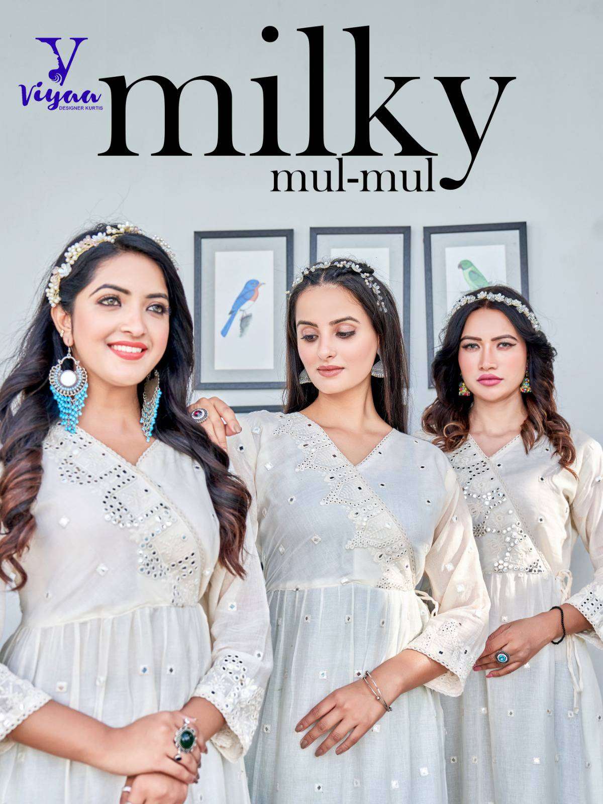 Viyaa Designer Milky Mul Mul Ethnic Wear Designer Kurti Catalog Wholesaler