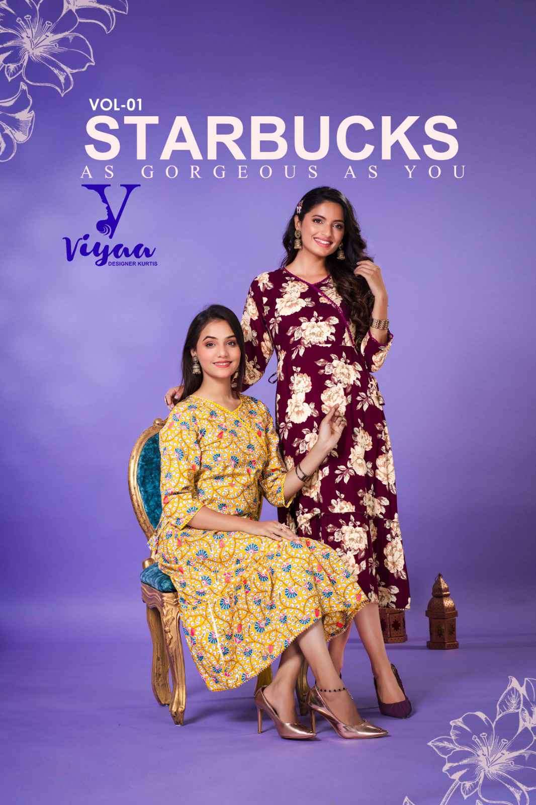 Viyaa Designer Starbucks Vol 1 Ethnic Wear Flair Kurti Catalog Dealers