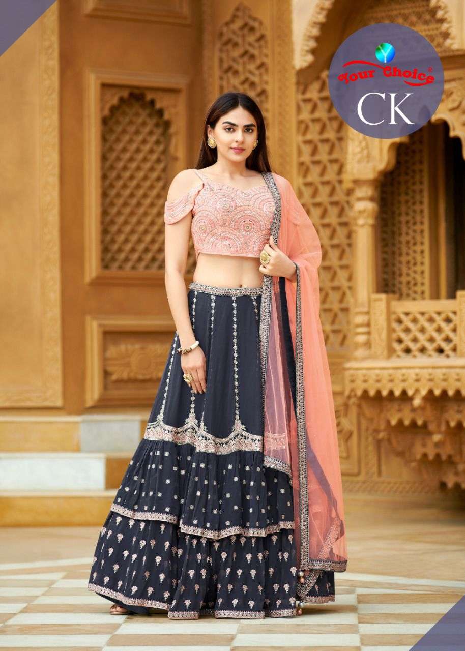 Your Choice CK Partywear Designer Crop Top Style Lehenga Latest Collection