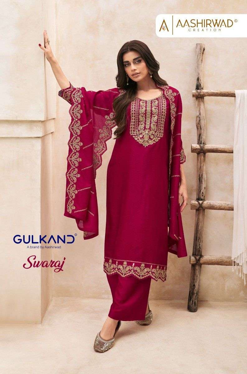 Aashirwad Gulkand Swaraj Festive Wear Unstitch Suit Ladies Collection