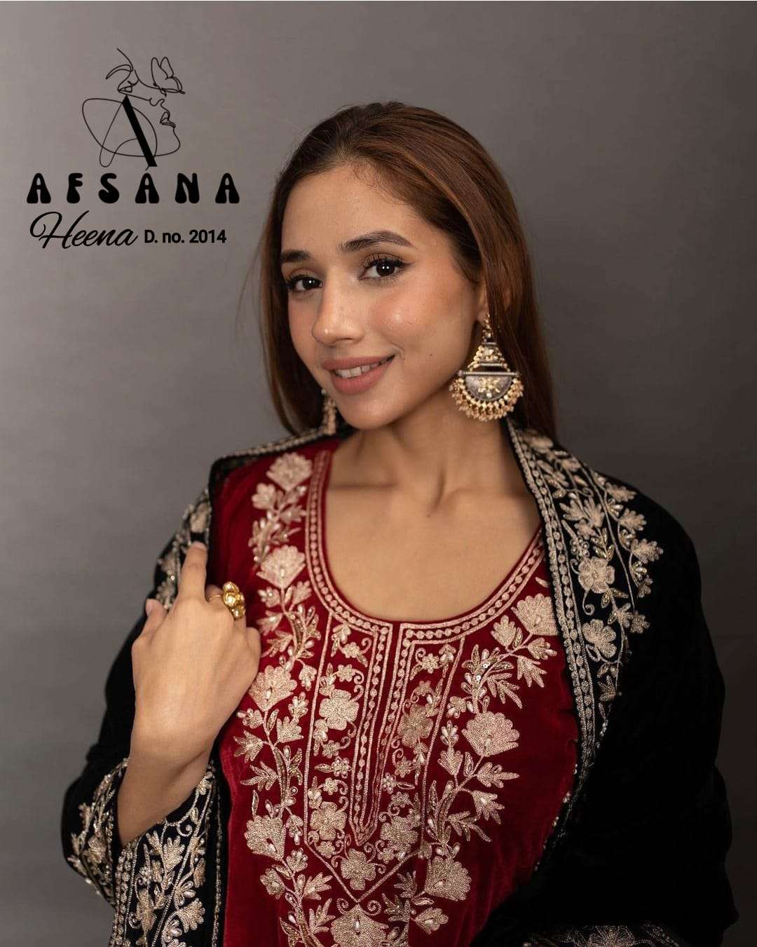 Afsana Heena Designer Velvet Readymade Suit Collection