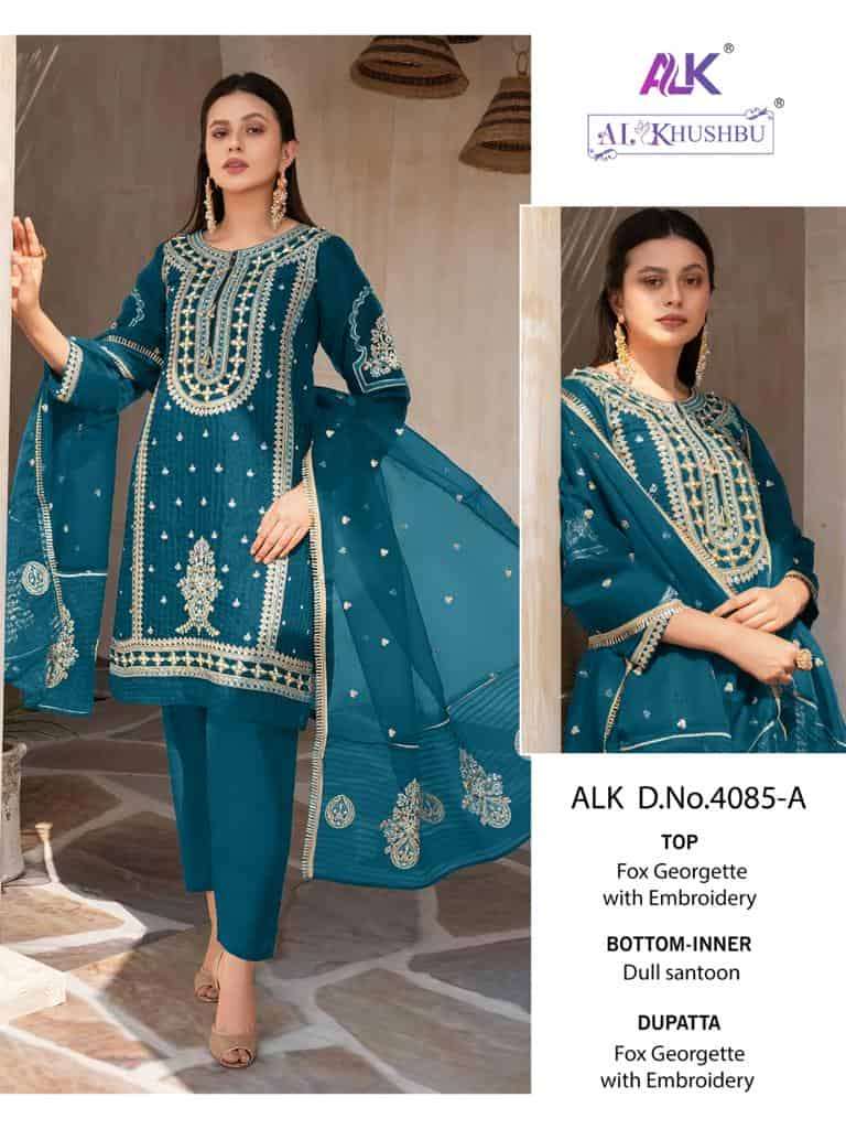  Al Khushbu 4085 A Pakistani Festive Wear Style Designer Salwar Suit Exporter