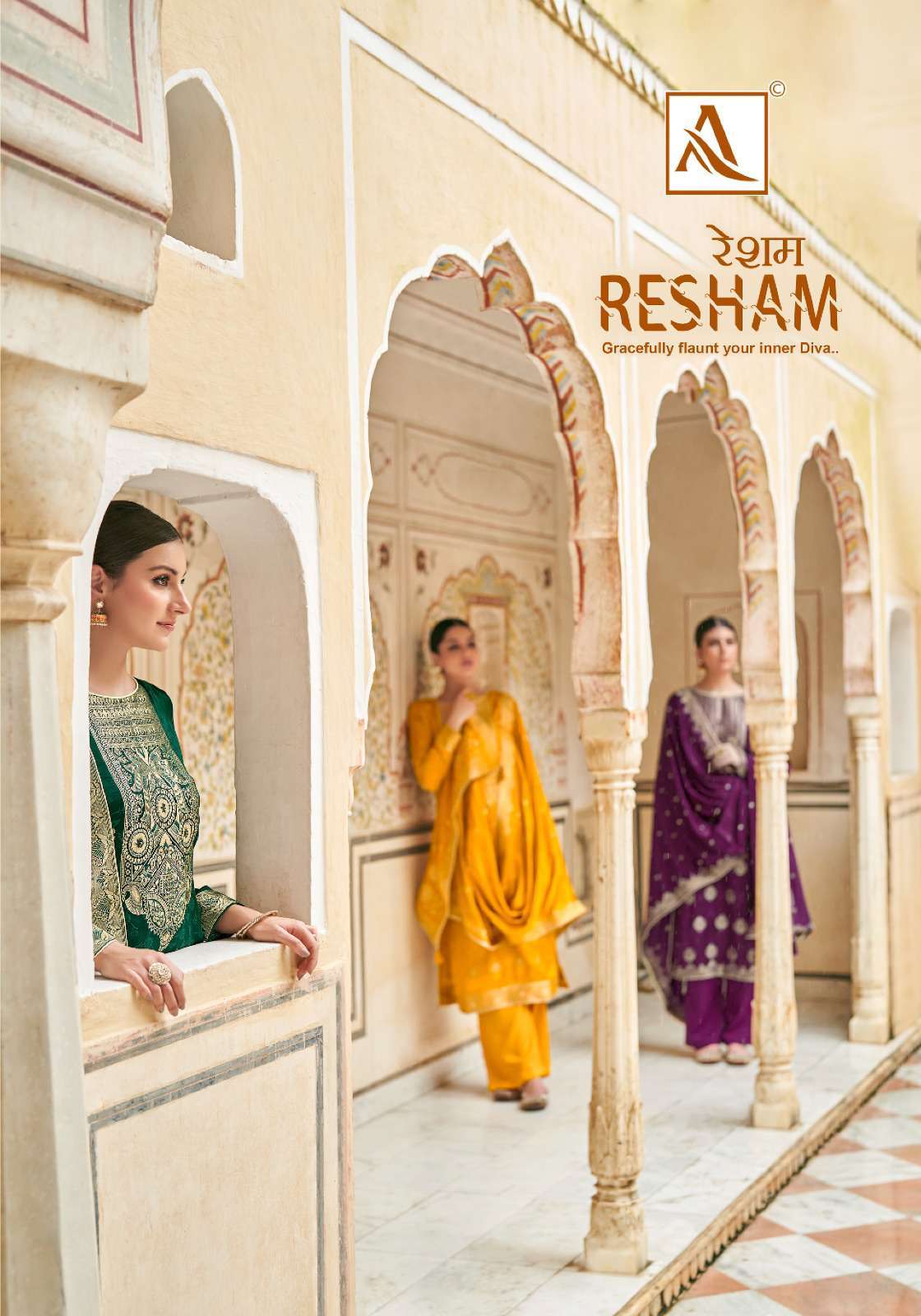 Alok Suit Resham Traditional Wear Designer Silk Suits Catalog Wholesaler