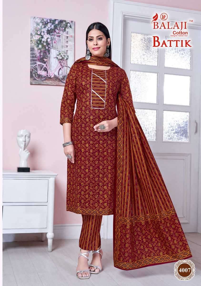 Balaji Cotton Battik Art Work Vol 4 Fancy Cotton Batik Dress Material Suppliers