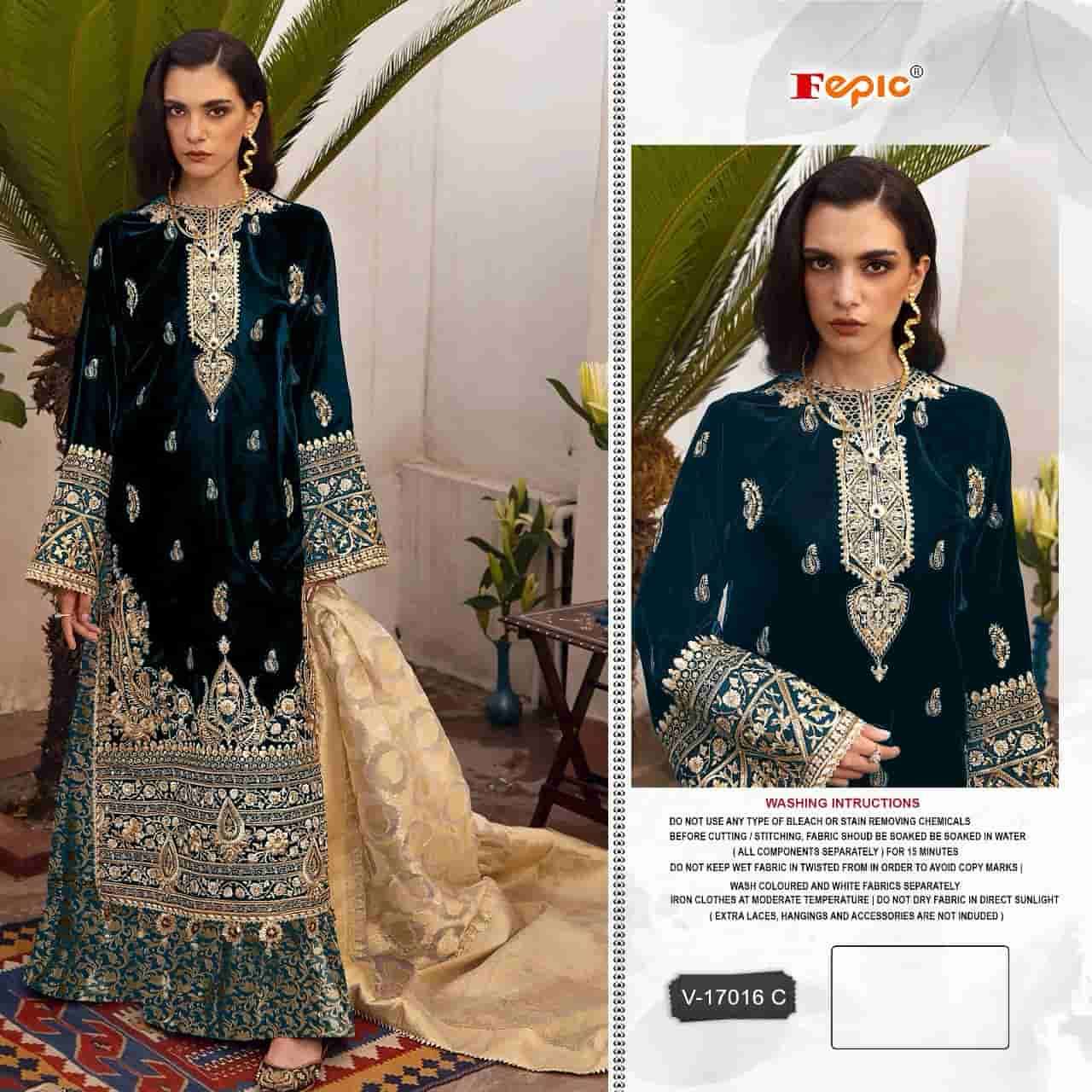 Fepic V 17016 Colors Pakistani Heavy Designer Style Velvet Salwar Suit Wholesaler