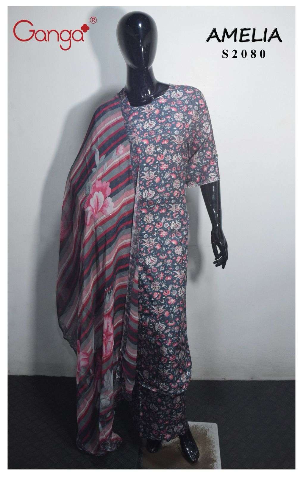Ganga Amelia 2080 Pure Pashmina Digital Print Ladies Dress Wholesaler