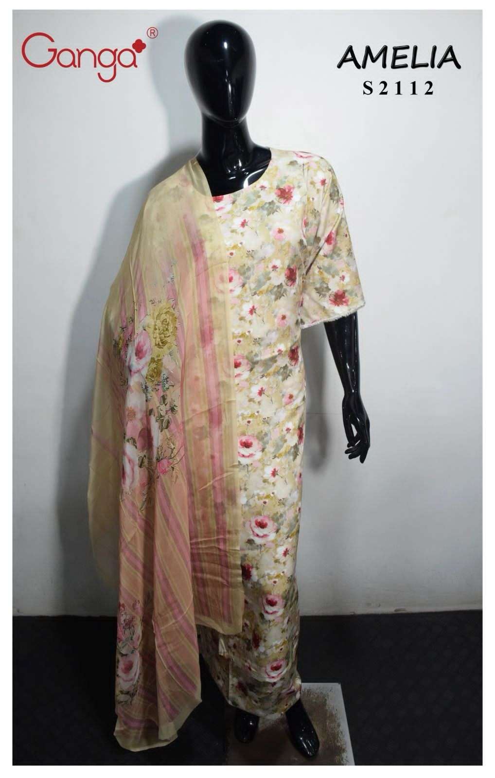 Ganga Amelia 2112 Fancy Digital Print Branded Pashmina Suits Dealers
