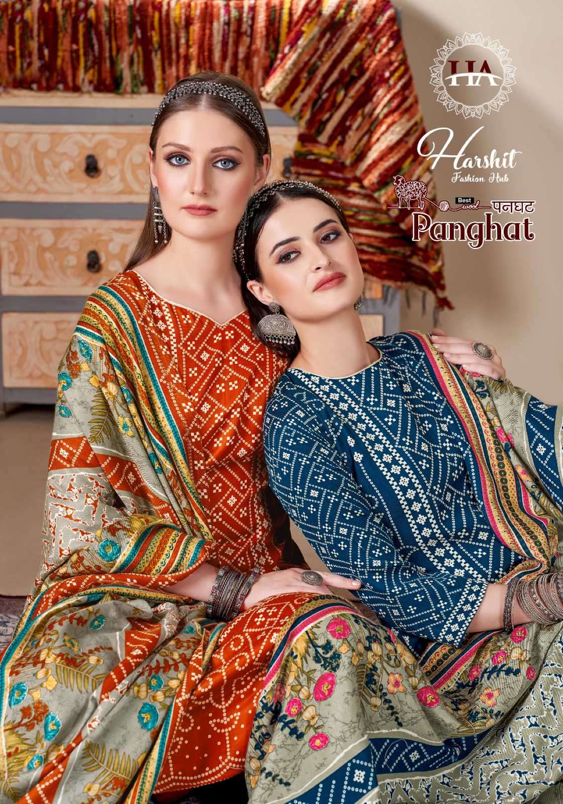 Harshit Panghat Digital Printed Pashmina Winter Wear Suits New Collection