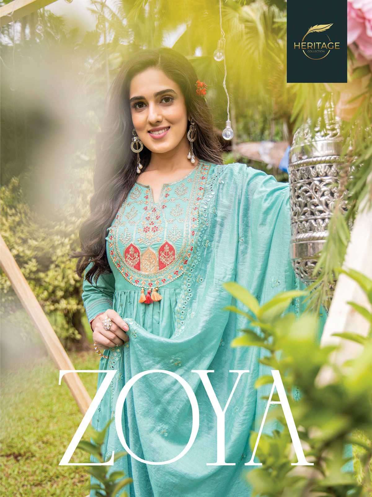 Heritage Zoya Designer Festive Wear Kurti Bottom Dupatta Catalog Suppliers