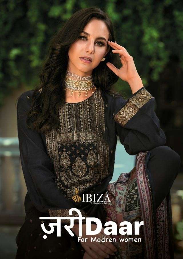 Ibiza Zaridaar Exclusive Designer Jacquard Pashmina Suit Catalog Dealer
