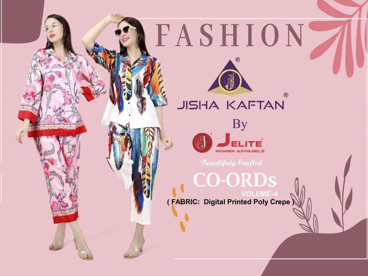 Jisha Kaftan Cord Set Vol 4 Premium Wear Crape Prints Cord Set Catalog Exporter