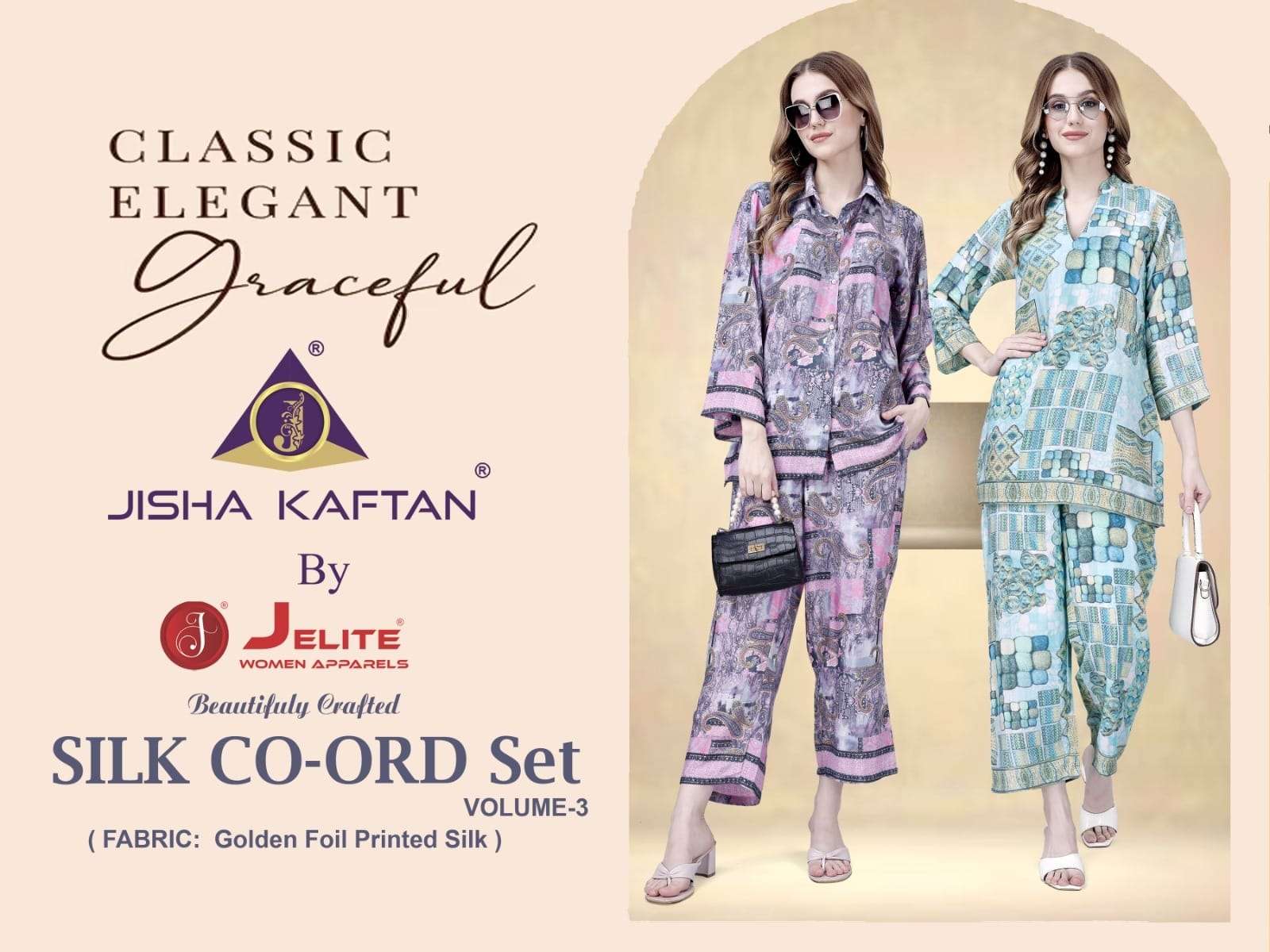 Jisha Kaftan Silk Cord Set Vol 3 Printed Silk Cord Set Catalog Dealers