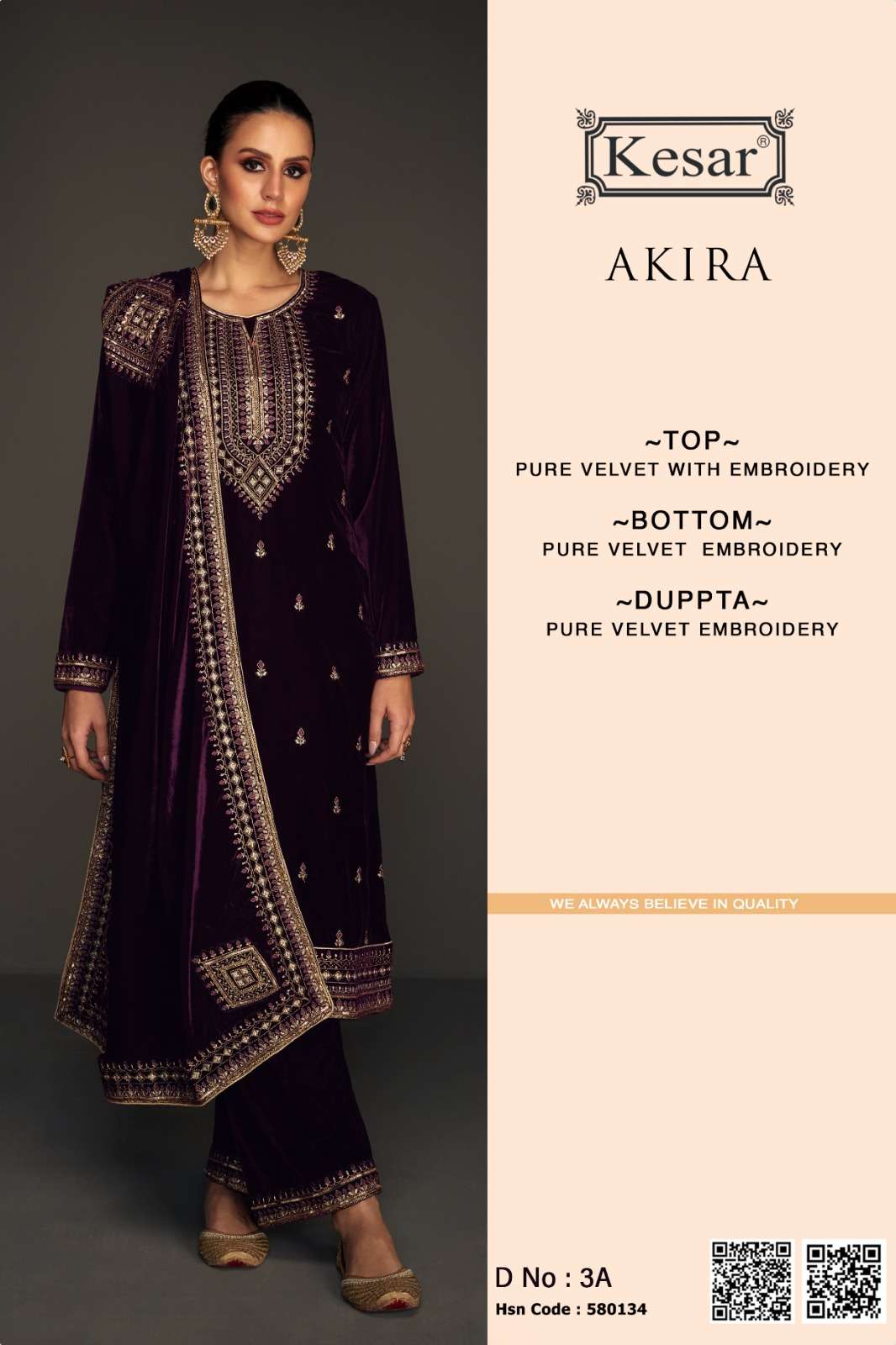 Karachi Prints Kesar Akira Exclusive Velvet Suit New Collection
