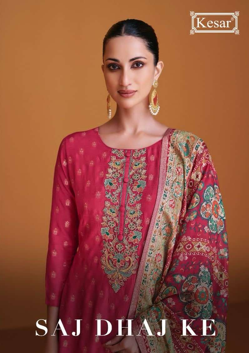Karachi Prints Kesar Saj Dhaj Ke Designer Exclsuive Silk Salwar Suit Collection