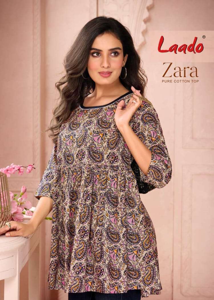 Laado Zara Vol 1 Fancy Cotton Tunics Tops Catalog Wholesaler