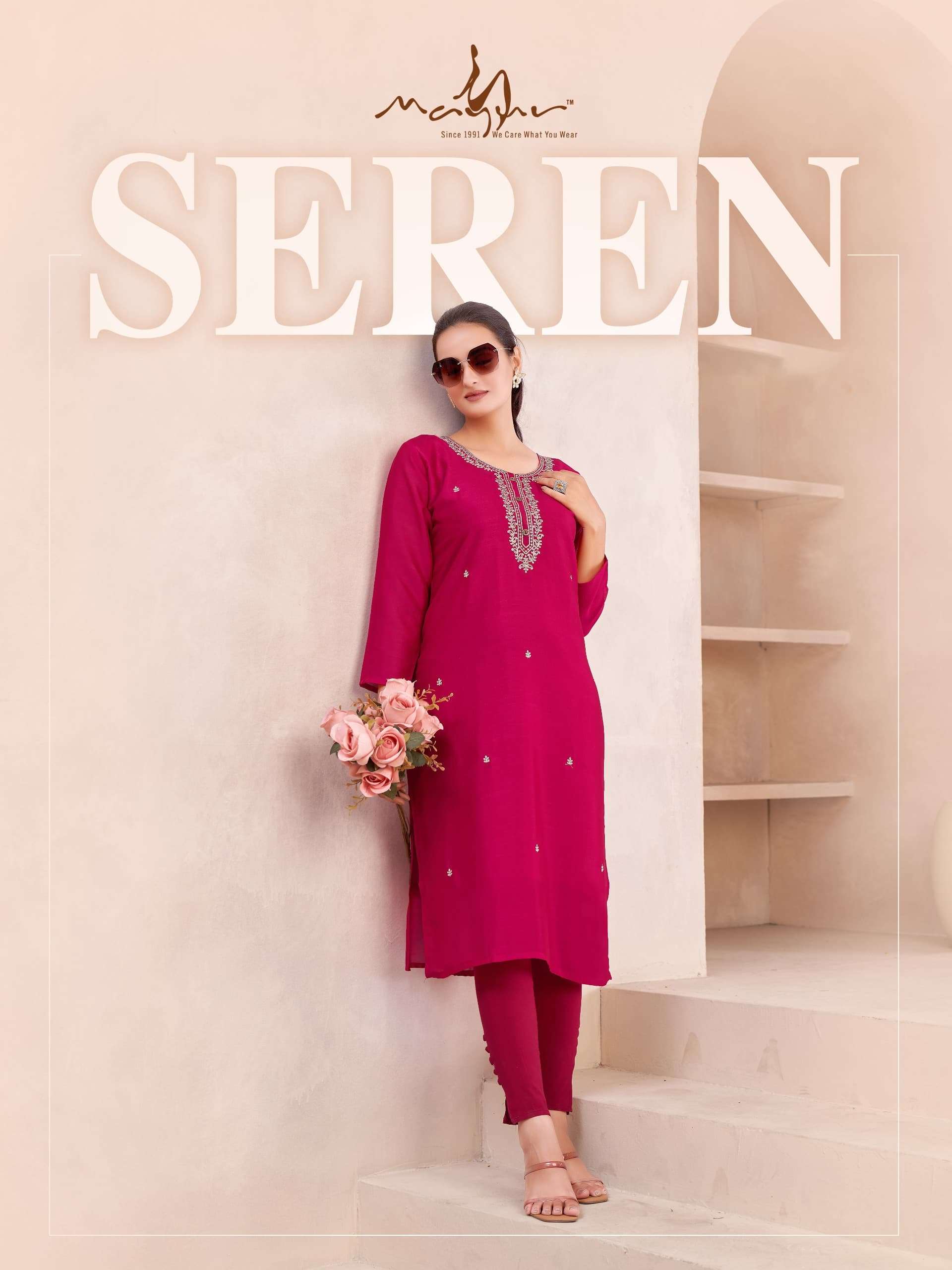Mayur Seren Fancy Silk Straight Designs Kurti Catalog Suppliers