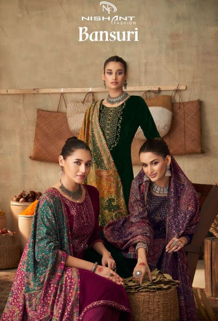Nishant Fashion Bansuri Prue Velvet Exclusive Ladies Suit Wholesaler